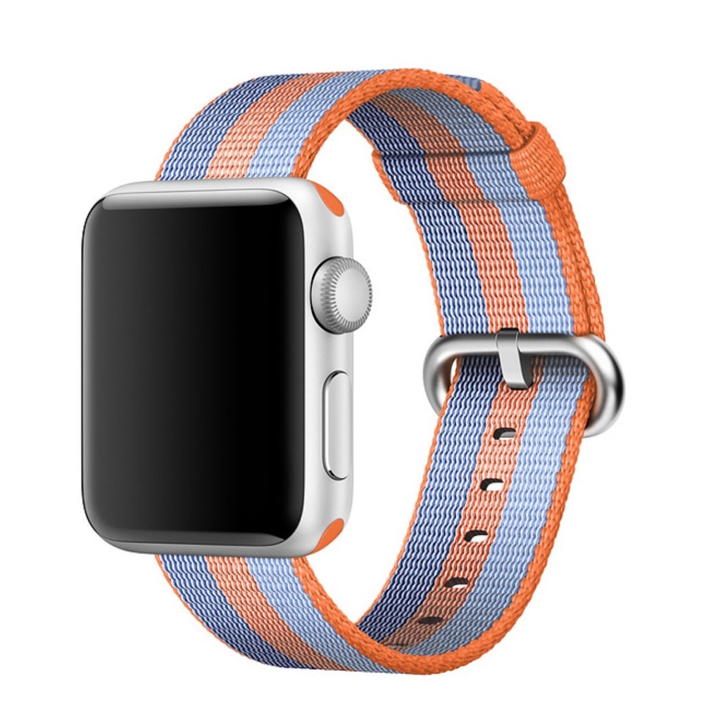 NWOT Apple Woven Nylon Watch Band Orange Stripe Stainless Steel 38MM 40MM 41MM